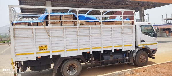 Between Mahindra Bolero Pickup Tempo and Bharat Benz Company Tempo on Mumbai-Goa Highway near Tilore village near Mangaon Accident happened. Photograph of both the vehicles involved in the accident